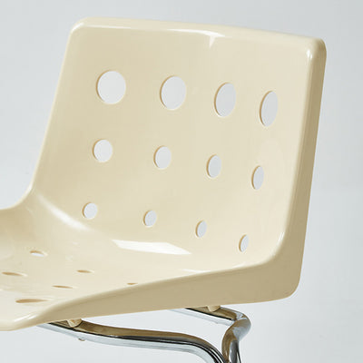 Chaise de salle à manger avec dossier en forme de rectangle créatif contemporain en acier au carbone et PP 