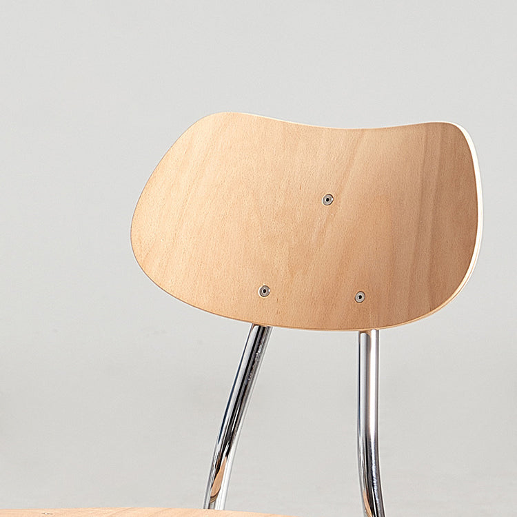 Chaise de salle à manger moderne minimaliste ronde géométrique en acier inoxydable faux planche 