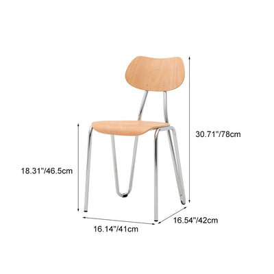 Modern Minimalist Round Geometric Stainless Steel Faux Plank Dining Chair For Dining Room