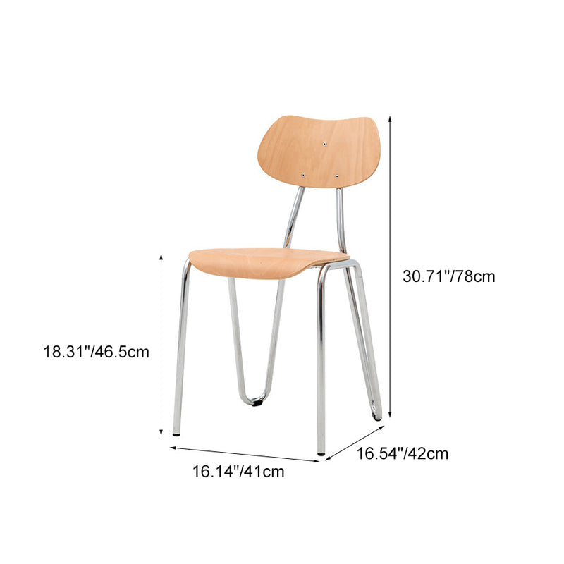 Modern Minimalist Round Geometric Stainless Steel Faux Plank Dining Chair For Dining Room