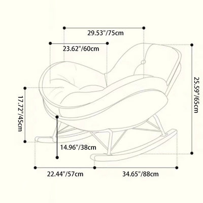 Contemporary Scandinavian Velvet Iron Solid Wood Oval Square Curved Recliner Backrest Armrest Footrest For Living Room