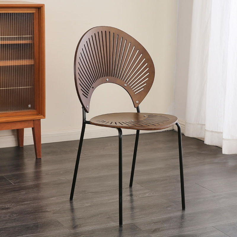 Contemporary Nordic Shell Solid Wood Carbon Steel Dining Chair Backrest For Dining Room