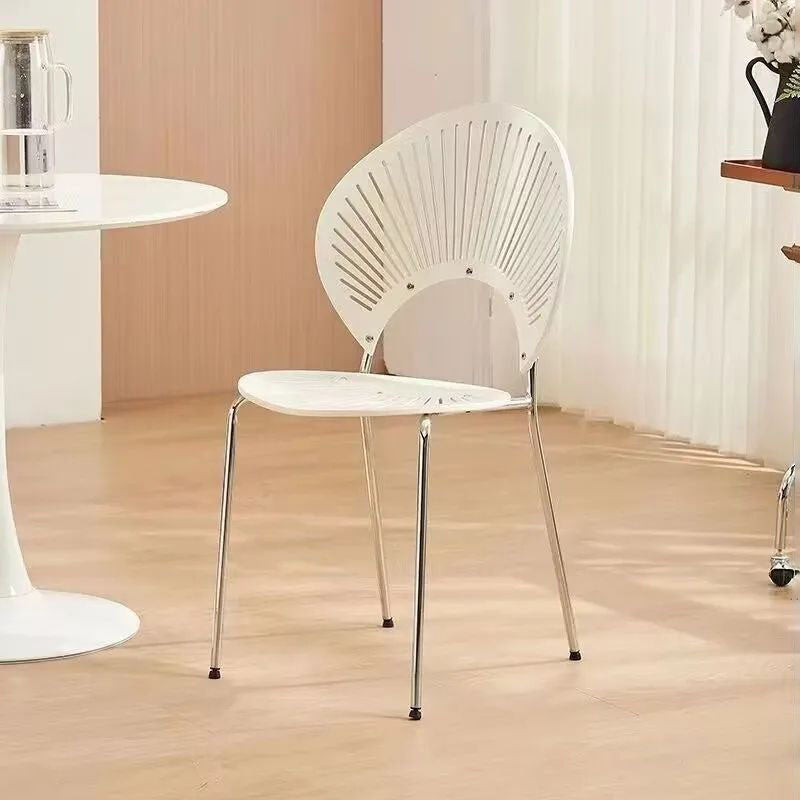 Contemporary Nordic Shell Solid Wood Carbon Steel Dining Chair Backrest For Dining Room