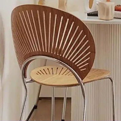 Contemporary Nordic Shell Solid Wood Carbon Steel Dining Chair Backrest For Dining Room