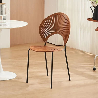 Contemporary Nordic Shell Solid Wood Carbon Steel Dining Chair Backrest For Dining Room