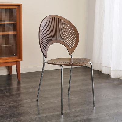 Contemporary Nordic Shell Solid Wood Carbon Steel Dining Chair Backrest For Dining Room