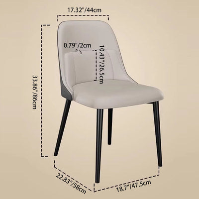 Modern Luxury Rectangular PVC Metal Dining Chair Backrest For Dining Room