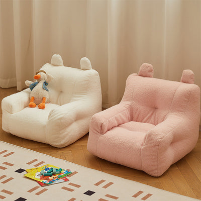 Contemporary Creative Kids Square Cute Ear Lambswool Fabric EPS Sofa Armrest Backrest Storage Pocket For Living Room