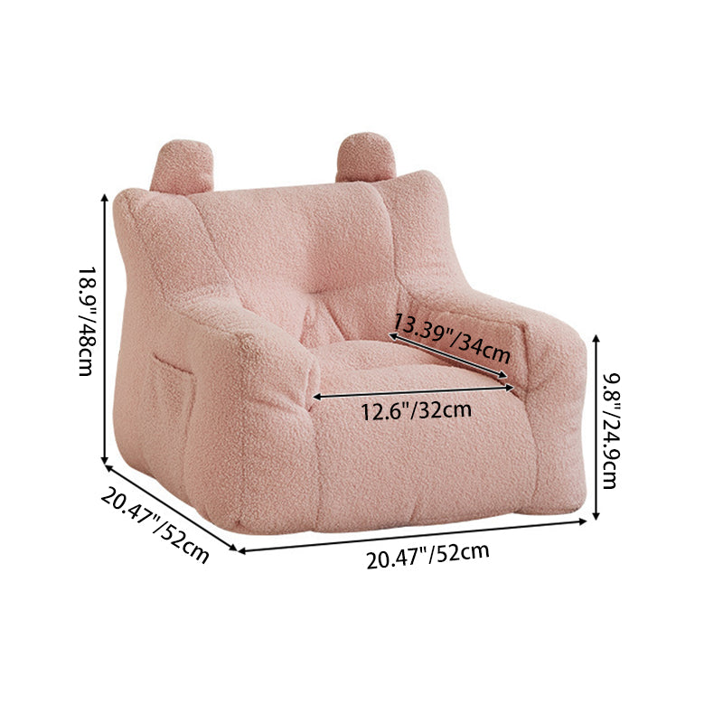 Contemporary Creative Kids Square Cute Ear Lambswool Fabric EPS Sofa Armrest Backrest Storage Pocket For Living Room