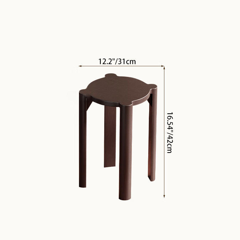 Traditional Chinese Rubber Wood Round Low Stool Backless Stackable For Dining Room