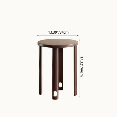 Traditional Chinese Rubber Wood Round Low Stool Backless Stackable For Dining Room