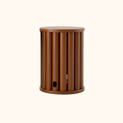 Traditional Chinese Rubber Wood Round Low Stool Backless Stackable For Dining Room