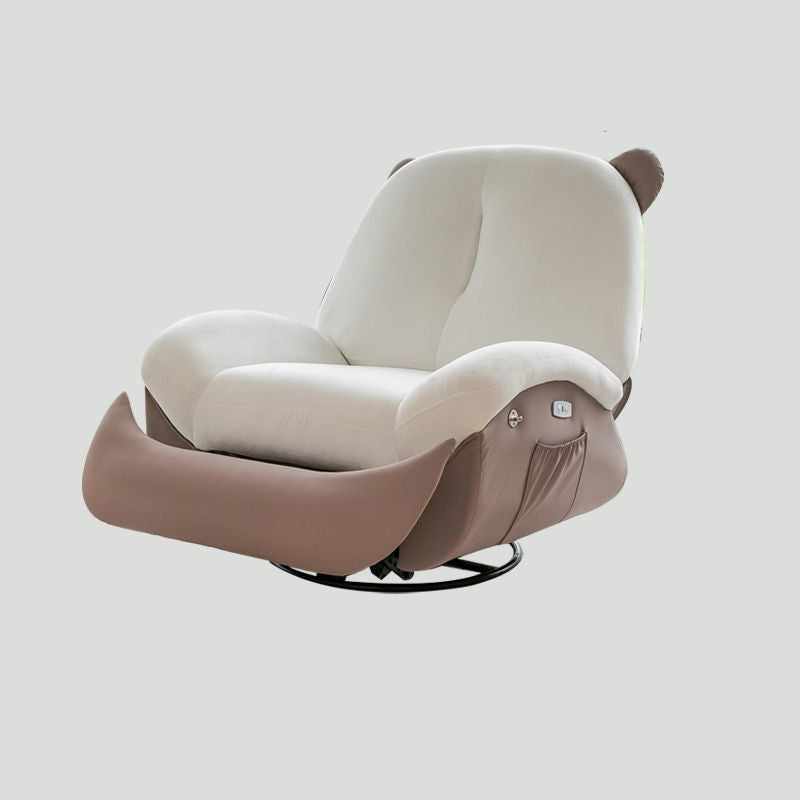 Contemporary Nordic Bear Square Leather Dutch Fleece Cotton Sponge Steel Recliner Rocking Chair Backrest Footrest Motorized Rotatable For Living Room