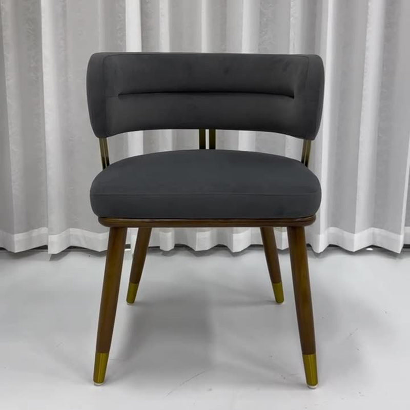 Chaise de salle à manger contemporaine scandinave en bois de frêne en flanelle avec dossier elliptique en éponge enveloppée en acier inoxydable 