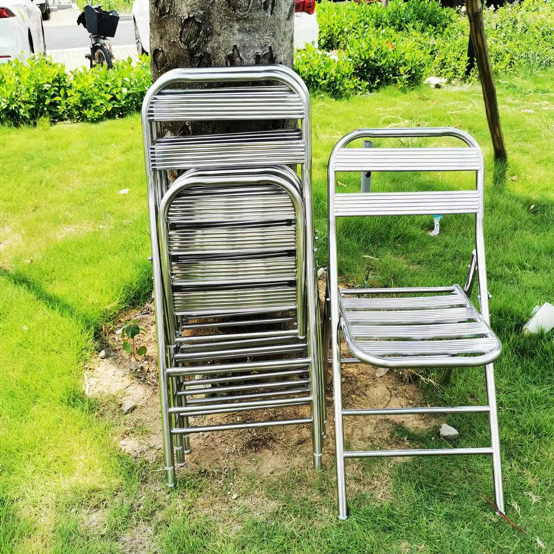 Contemporary Industrial Stainless Steel Square Outdoor Dining Chair Foldable Backrest For Outdoor