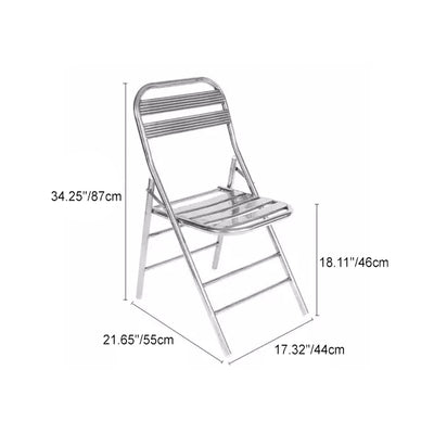 Chaise de salle à manger extérieure carrée en acier inoxydable industriel contemporain avec dossier pliable pour l'extérieur 