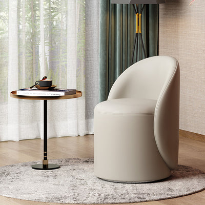 Modern Simplicity Lambswool Fleece Leather Wood Sponge Thumb Round Curved Vanity Stool Backrest Swivel For Bedroom