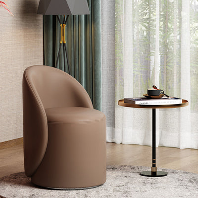 Modern Simplicity Lambswool Fleece Leather Wood Sponge Thumb Round Curved Vanity Stool Backrest Swivel For Bedroom