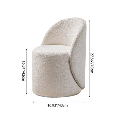 Modern Simplicity Lambswool Fleece Leather Wood Sponge Thumb Round Curved Vanity Stool Backrest Swivel For Bedroom