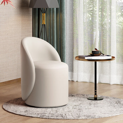 Modern Simplicity Lambswool Fleece Leather Wood Sponge Thumb Round Curved Vanity Stool Backrest Swivel For Bedroom