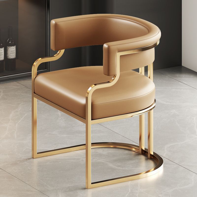 Simplicité Moderne Cuir Métal Éponge Latex Ovale Chaise d&