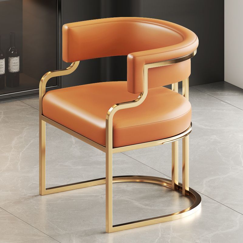 Simplicité Moderne Cuir Métal Éponge Latex Ovale Chaise d&