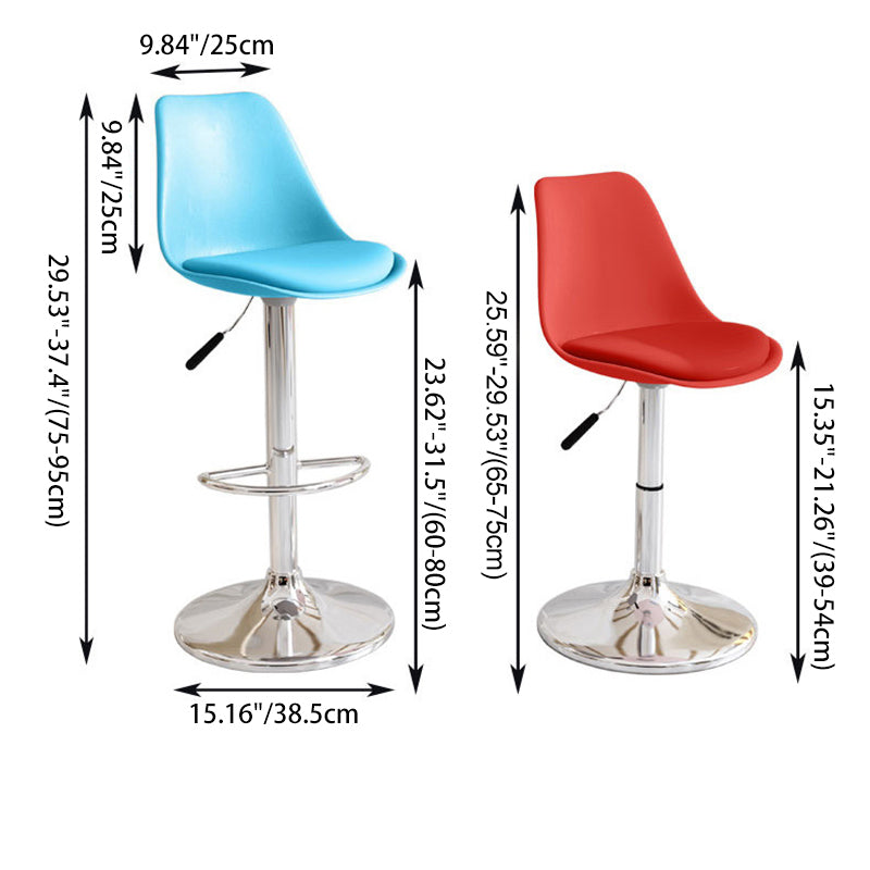 Moderner minimalistischer Metall-Kunststoff-Leder-Schwamm-Oval-Drehbarer Hebbarer Barhocker mit Rückenlehne und Fußstütze für die Küche 