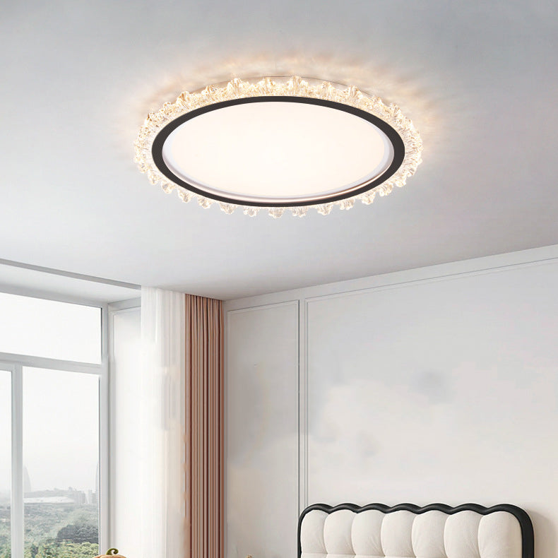 Contemporary Scandinavian Iron Acrylic Round Lace LED Flush Mount Ceiling Light For Bedroom