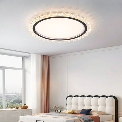 Contemporary Scandinavian Iron Acrylic Round Lace LED Flush Mount Ceiling Light For Bedroom