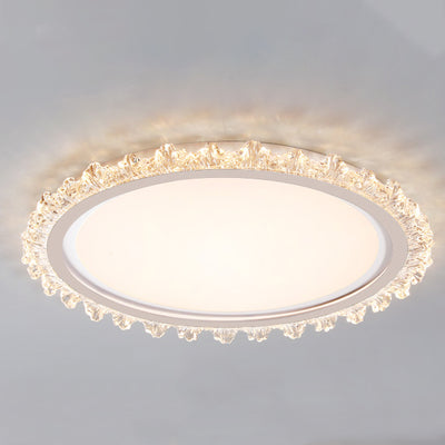 Contemporary Scandinavian Iron Acrylic Round Lace LED Flush Mount Ceiling Light For Bedroom