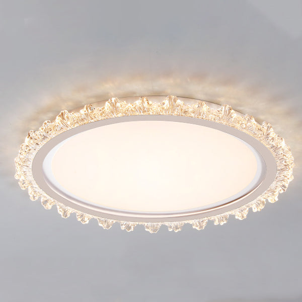 Contemporary Scandinavian Iron Acrylic Round Lace LED Flush Mount Ceiling Light For Bedroom