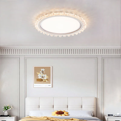 Contemporary Scandinavian Iron Acrylic Round Lace LED Flush Mount Ceiling Light For Bedroom