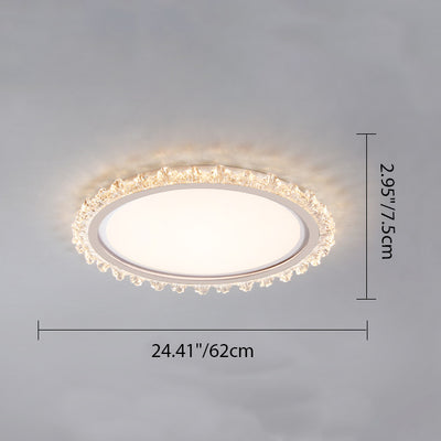 Contemporary Scandinavian Iron Acrylic Round Lace LED Flush Mount Ceiling Light For Bedroom