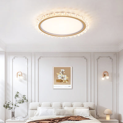 Contemporary Scandinavian Iron Acrylic Round Lace LED Flush Mount Ceiling Light For Bedroom