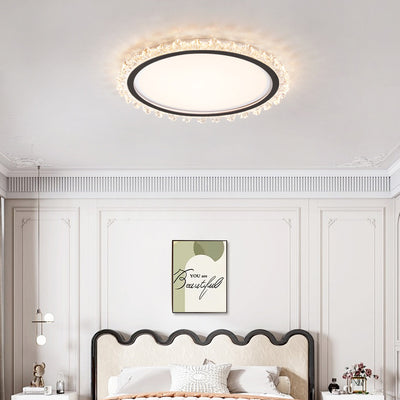 Contemporary Scandinavian Iron Acrylic Round Lace LED Flush Mount Ceiling Light For Bedroom