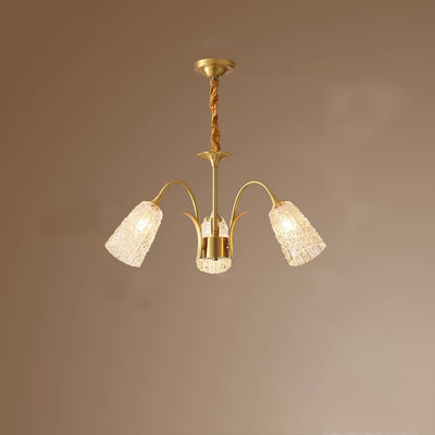 Contemporary Luxury Brass Glass Cylinder Texture 3/5/6/8/10 Light Chandeliers For Living Room