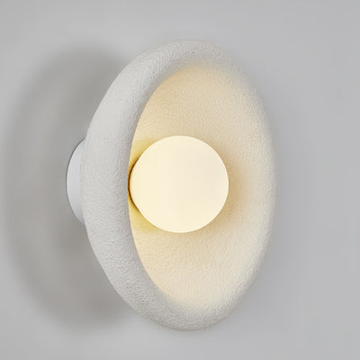 Modern Minimalist Polystyrene Bowl-Shaped 1-Light Wall Sconce Lamp For Bedroom & Living Room