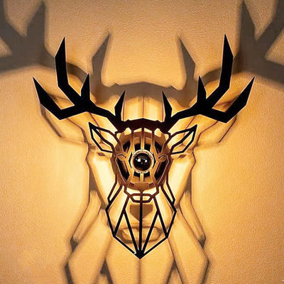 Contemporary Creative Iron Deer Butterfly Snowflake 1-Light Wall Sconce Lamp For Bedroom Bedside And Living Room