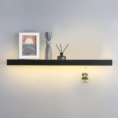 Modern Minimalist Iron Acrylic Linear Shelf LED Wall Sconce Lamp For Living Room & Bedroom