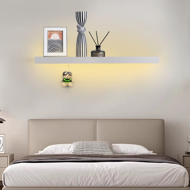 Modern Minimalist Iron Acrylic Linear Shelf LED Wall Sconce Lamp For Living Room & Bedroom