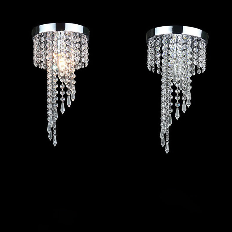 Contemporary Luxury Cylinder Iron Crystal 1-Light Flush Mount Ceiling Light For Living Room