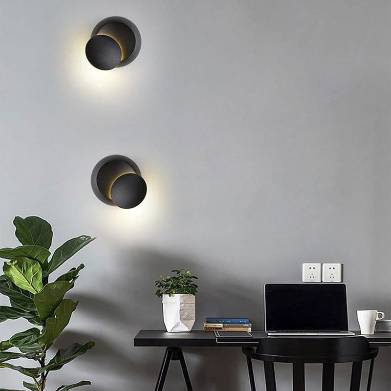 Modern Minimalist Round Acrylic Iron LED Wall Sconce Lamp For Living Room