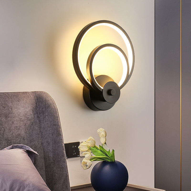 Contemporary Nordic Round Iron Plastic LED Wall Sconce Lamp For Living Room