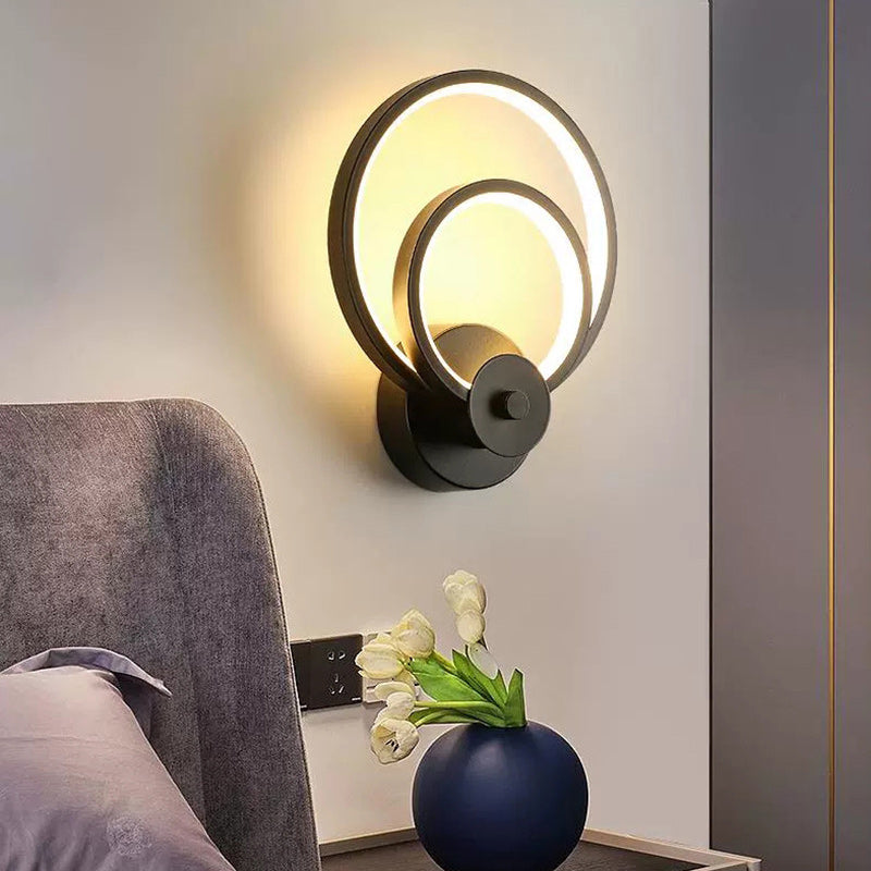 Contemporary Nordic Round Iron Plastic LED Wall Sconce Lamp For Living Room