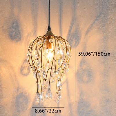 Contemporary Luxury Drum Glass Iron 1-Light Pendant Light For Living Room