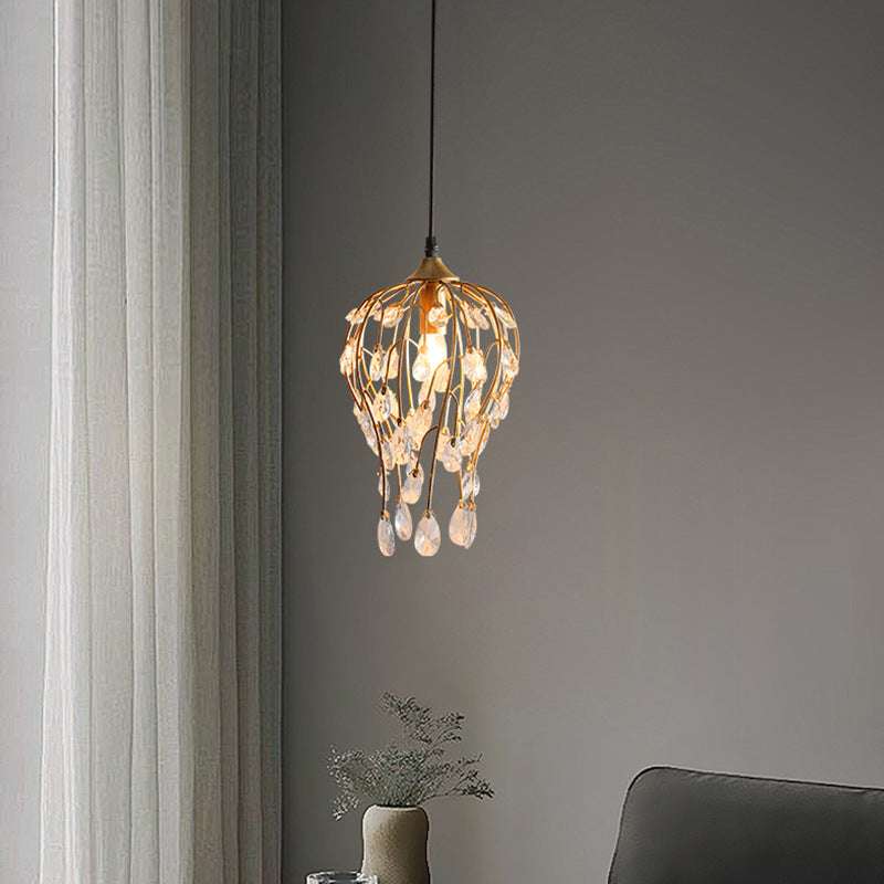 Contemporary Luxury Drum Glass Iron 1-Light Pendant Light For Living Room