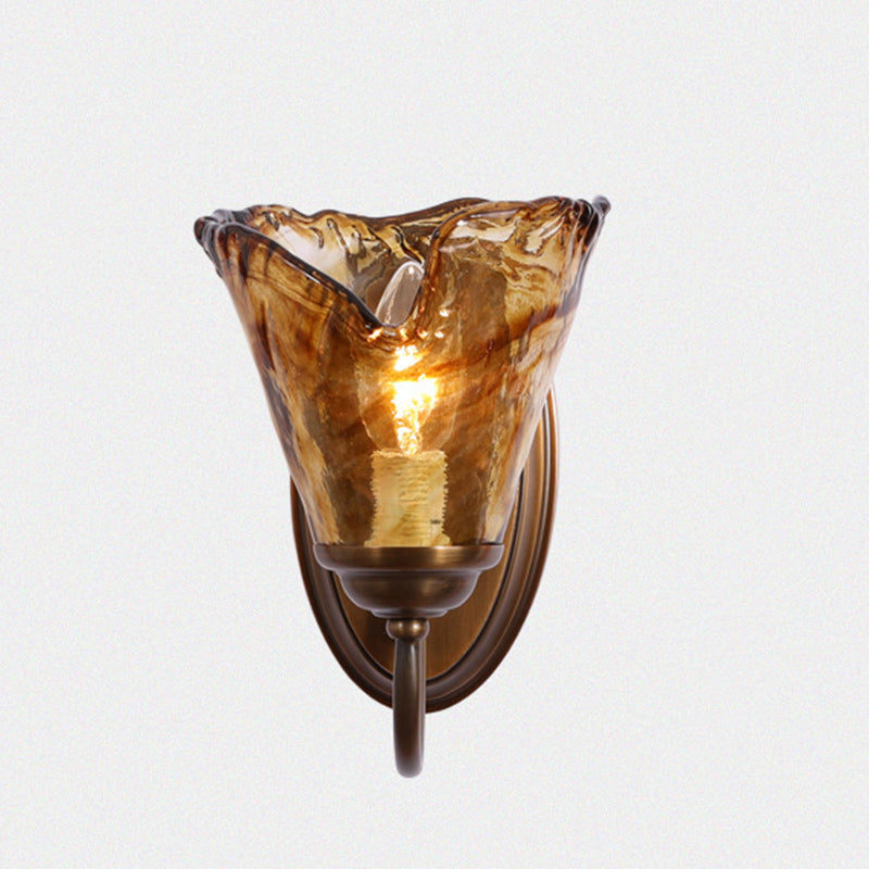 Traditional European Bottle Copper Glass 1-Light Wall Sconce Lamp For Living Room