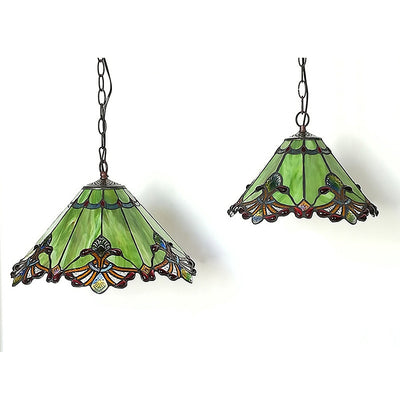 Traditional Tiffany Cone Iron Glass 1/2-Light Pendant Light For Living Room