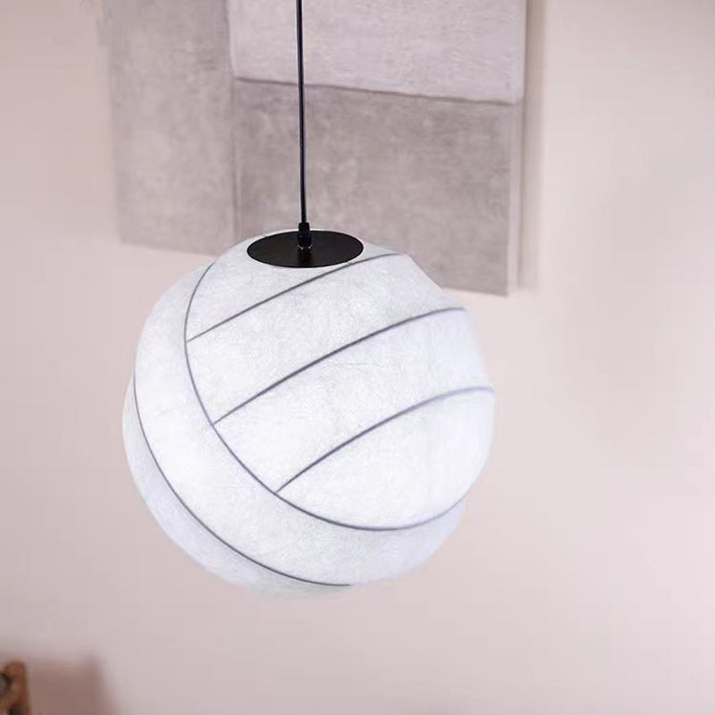 Contemporary Scandinavian Globe Iron Fabric 1-Light Pendant Light For Living Room