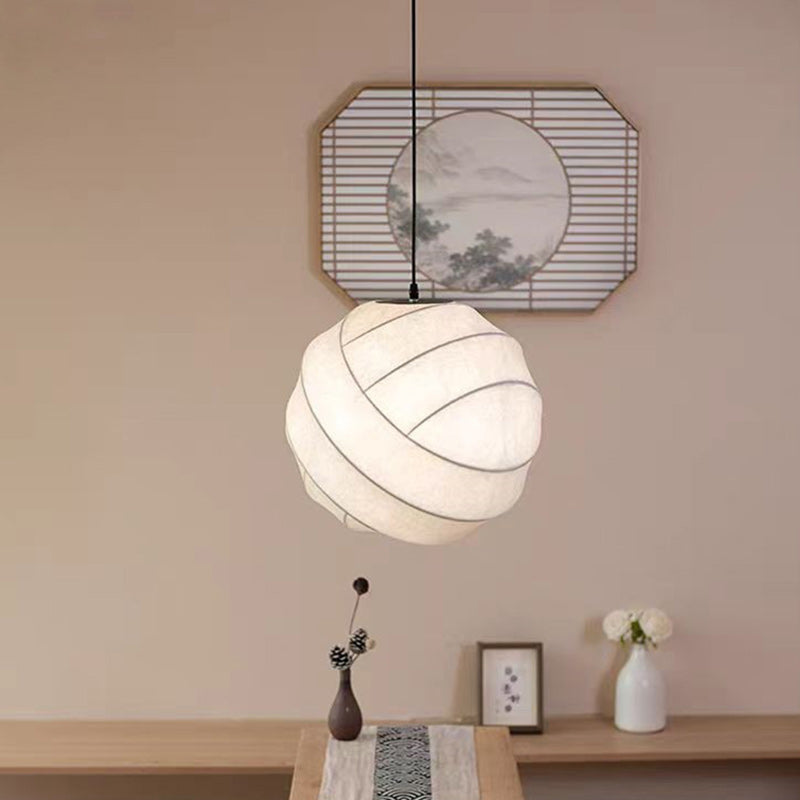 Contemporary Scandinavian Globe Iron Fabric 1-Light Pendant Light For Living Room